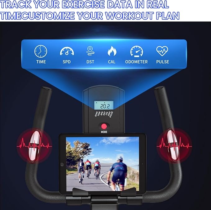 NAYSAYE Exercise Bike, Adjustable Stationary Bikes with Smartphone Mount, Professional Exercise Bike with Digital Pulse Display for Home and Office