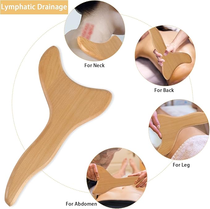 2 Pcs Wooden Gua Sha Tools Lymphatic Drainage Tool, Machomby Wood Therapy Massage Tools Manual Gua Sha Tools Anti Cellulite Massage Tool for Gua Sha Massage, Maderotherapy, Body Sculpting