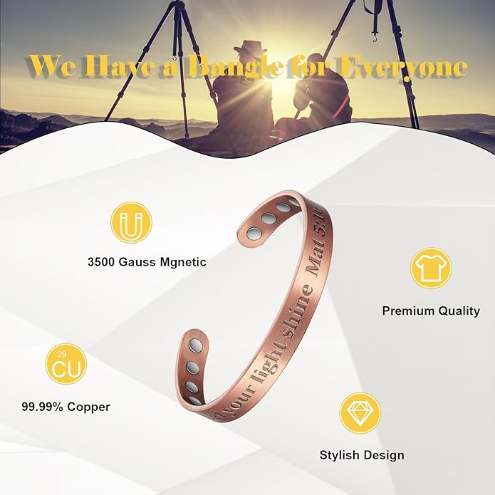 Copper Magnetic Bracelet for Women, 99% Pure Copper Adjustable Bracelet, Fashsion Jewelry Presents (0946Q2)