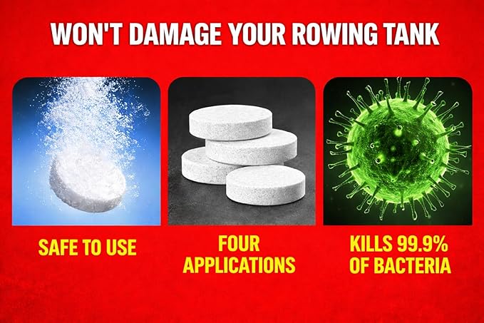 Rowing Machine Water Purification Tablets | Universal Water Rowing Machine Tank Cleaner | Safe, Eco-Friendly Formula | 4 Tablets