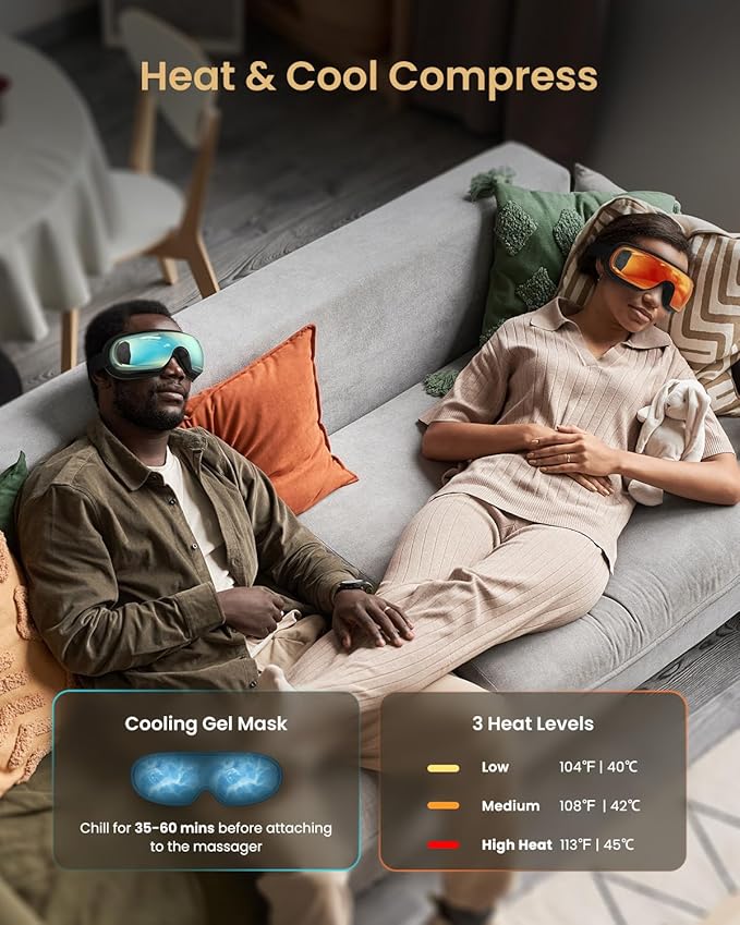 RENPHO Eyeris 3 Eye Massager with Heat and Cooling, Voice Control, Migraine Relief Eye Mask for Migraines, Eye Care with DIY Massage, Reduce Dry Eyes