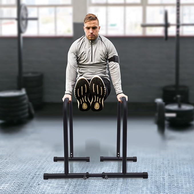 440lbs Adjustable Dip Bar Heavy Duty Steel Dip Station, Parallel Bars Dip Equipment for Calisthenics, Strength Training