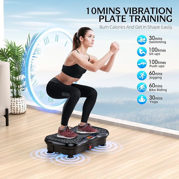 Vibration Plate Exercise Machine – Whole Body Workout for Weight Loss, Lymphatic Drainage & Muscle Recovery, Multiple Speeds with Bluetooth & Remote, Portable Shaker Board for Home Gym
