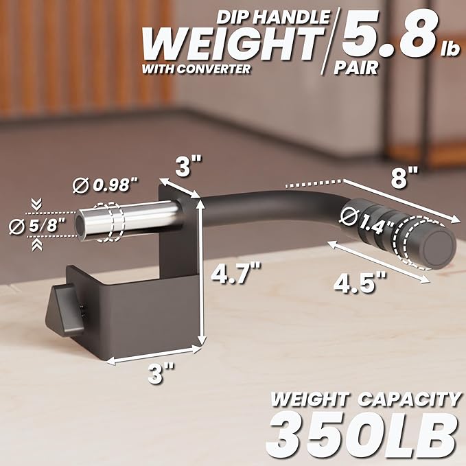Synergee Dip Handles for Power and Squat Racks. Dip Stand Compatible with 2x2, 2x3, and 3x3 Racks. Dip Bars for Tricep Dips, Bodyweight Training, and Upper Body Workouts