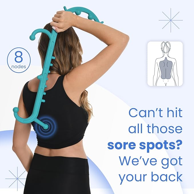 Deep Tissue Back & Neck Massager - Back Massager Stick for Pain Relief, Muscle Knot Remover, Trigger Point Massage Tool for Full Body, Shoulders, Legs - Pressure Point Massage Tool