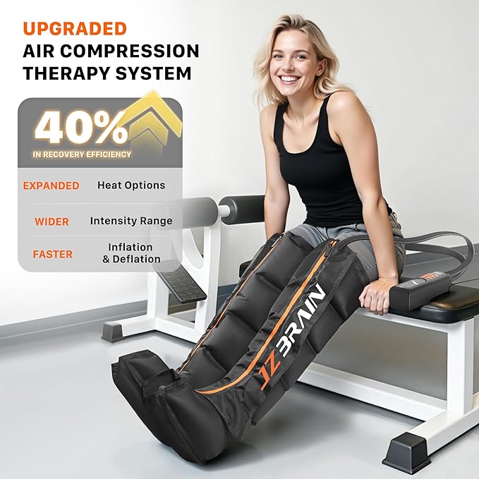 Air Compression Leg Recovery Boots : Sequential Full Leg Compression Massager System for Muscle Relaxation & Relief - 11 Intensity 6 Modes 3 Heat for Athletes & Gym (Small)