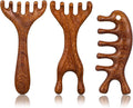 3 Pcs Wooden Scalp Massager,Five Touch Therapy Combs,Sandalwood Gua Sha Comb,Hair Massager Scalp Stress Relax,Protable Head Scratcher Manual Scalps Massagers,Wooden Wide Tooth Comb For Women, Men