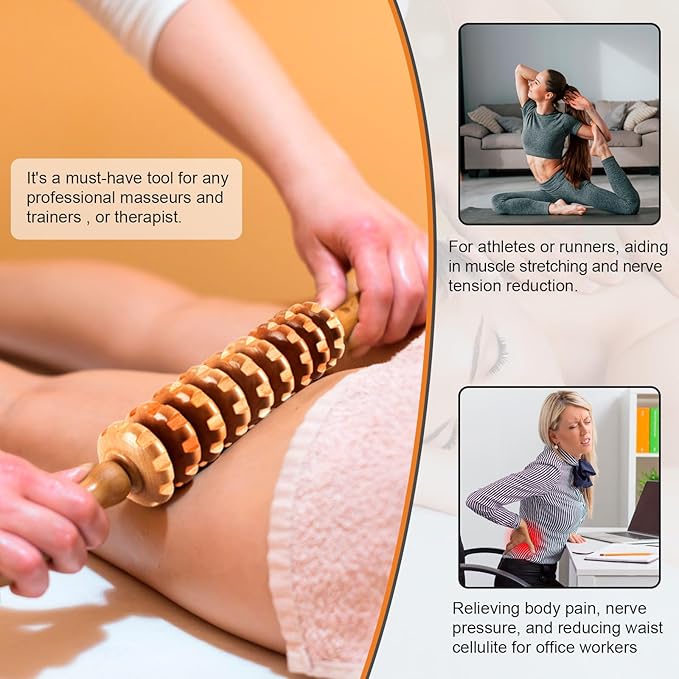3 in 1 Wood Therapy Massage Tool,Wooden Lymphatic Drainage Massager Maderoterapia Kit Professional Body Cellulite Massager for Body Sculpting,Contouring,Relief Muscle,Anti-Cellulite