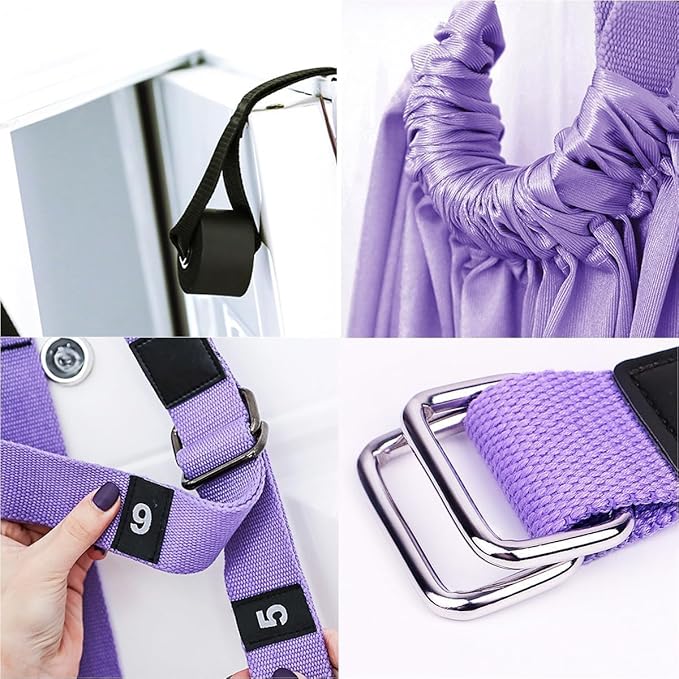 Leg Stretcher Strap - Yoga Stretching Strap,Yoga Door Swing,Backbend Training Rope with Door Anchor, Flexibility Trainer Stretching Equipment Assist Stretch Strap for Fitness Gymnastics Dance Aerial Ballet (purple)