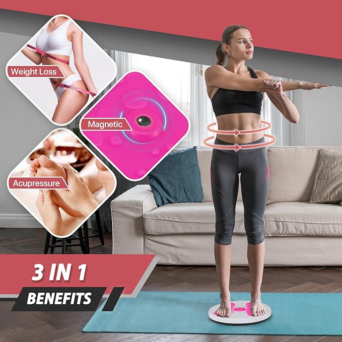 Abs Twister Board, Body Shaping Waist Twisting Disc for Aerobic Exercise, Core & Ab Exercise, Fitness Slim Losing Weight Sports Equipment, 6 Magnets Reflexology, 11 In