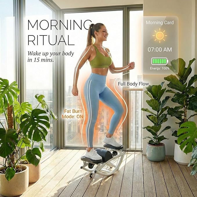 Rock Stepper Side to Side, Lateral Rocking Fitness Stepper Machine with Resistance Bands & Anti-Slip Mat, Low-Impact Mini Steppers for Exercise at Home, 300 LBS Capacity Full Body Cardio Workout