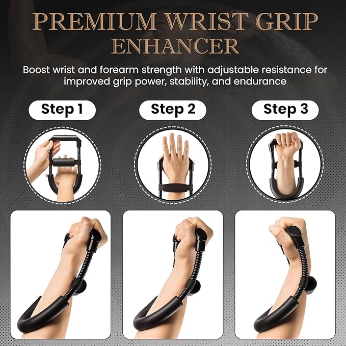 FixFit Forearm Strengthener Forearm Wrist Strengthener Exerciser with Adjustable Tension for Improving Strength - Hand Developer Arm Grip Workout Strength Trainer Home Gym Workout Equipment for Starter and Pro