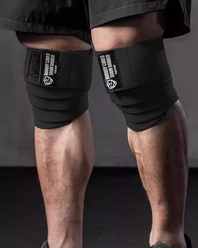 TAVIEW Knee Wraps (1 Pair), Knee Support for Squats, Weightlifting, Powerlifting, Leg Press, and Cross Training - Flexible 72 inch for Men & Women