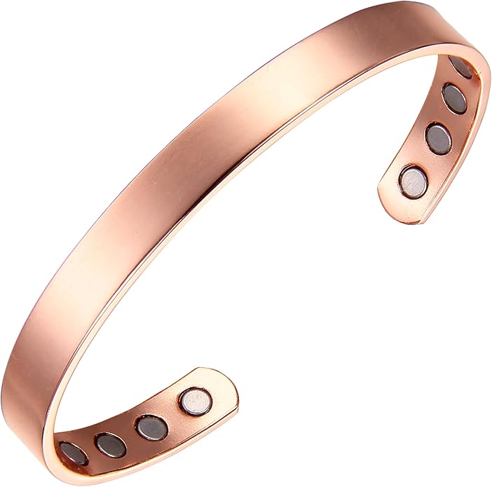 Earth Therapy Minimalist Design Magnetic Field Cuff Bracelets for Men & Women - Ultra Strength - Adjustable