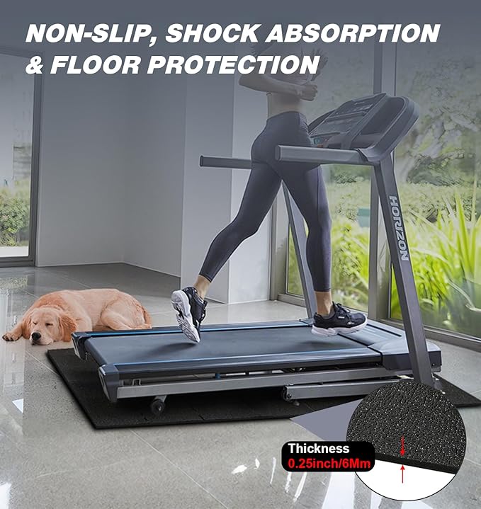 Walking Pad Mat for Carpet, Treadmill Mat for Hardwood Floor, 55"x23.6" Foldable, High Density, 1/4 Thickness, Non-Slip, Floor Protection for Bike, Elliptical Machine, Treadmil, Noise Shock Absorption