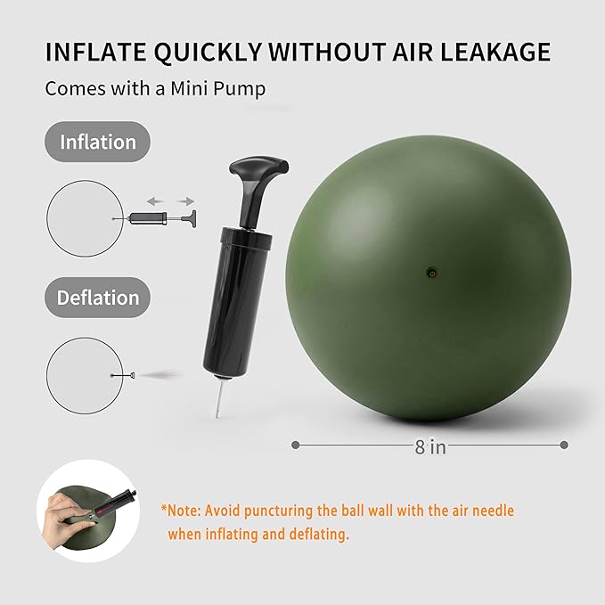 Pilates Ball 8 inch, Small Yoga Ball Extra Thick, Mini Pilates Ball with Pump, Non-Slip Surface Small Exercise Ball for Physical Therapy, Stretching, Strength & Core Training