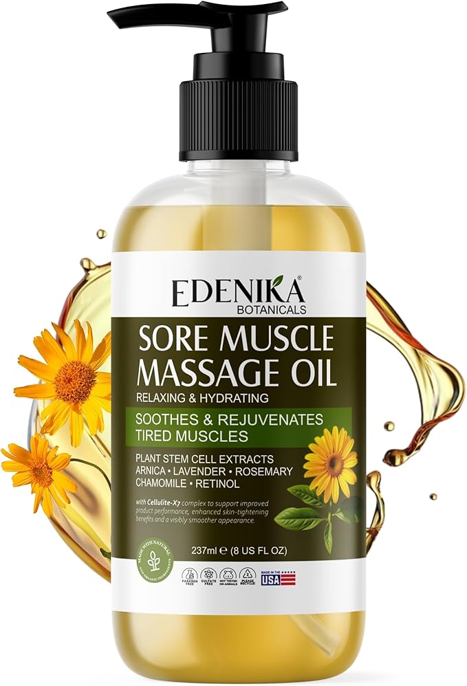 Maximum Strength Sore Muscle Massage Oil for Massage Therapy with Pure Arnica, Deep Muscle Tension Relief & Joint Comfort Rub, Enhancing Circulation & Warming, 8 fl oz