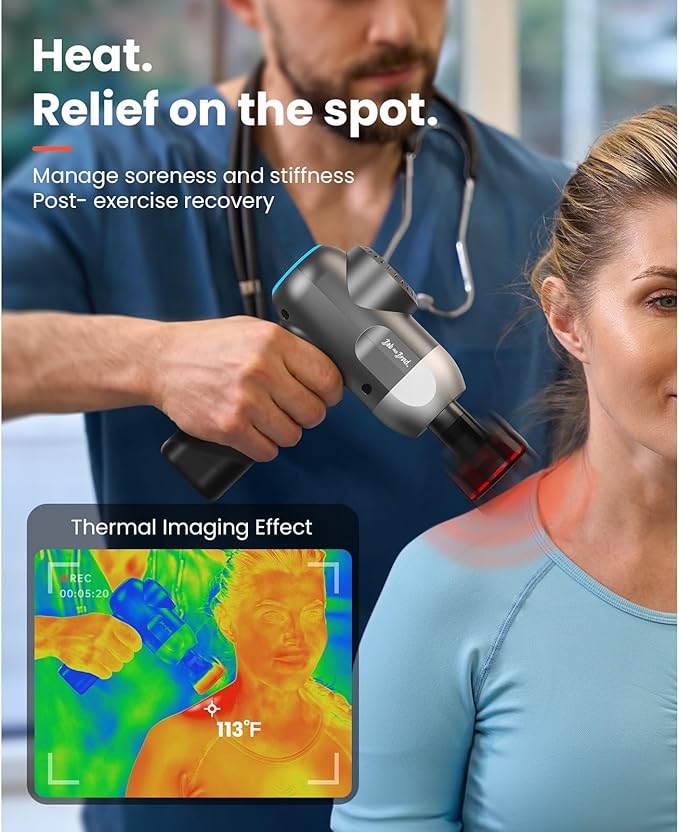 BOB AND BRAD C2 Plus Massage Gun with Heat, Deep Tissue Percussion FSA Massager Gun for Athletes & Pain Relief, Electric Handheld Back Neck Shoulder Muscle Massager, HSA Eligible Gift