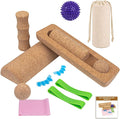 Cork Balance Board for Adults, Foot & Ankle Strengthener Balance Trainer with Cork Roller, Spiky Massage Ball, Toe Correctors & Stretch Strap, Foot Balance Board Set for Mobility, Stability & Functional Training