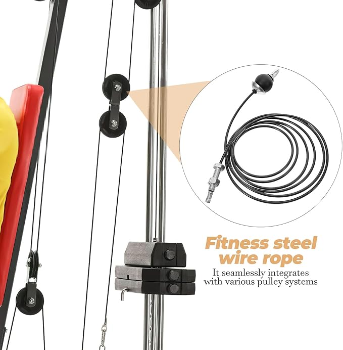TOYANDONA Fitness Steel Wire Rope Cable Pulley 5mm Thick Gym Wire with Limit Ball and Bolt 3-Meter Replacement Attachment for Home Gym Strength Training Equipment