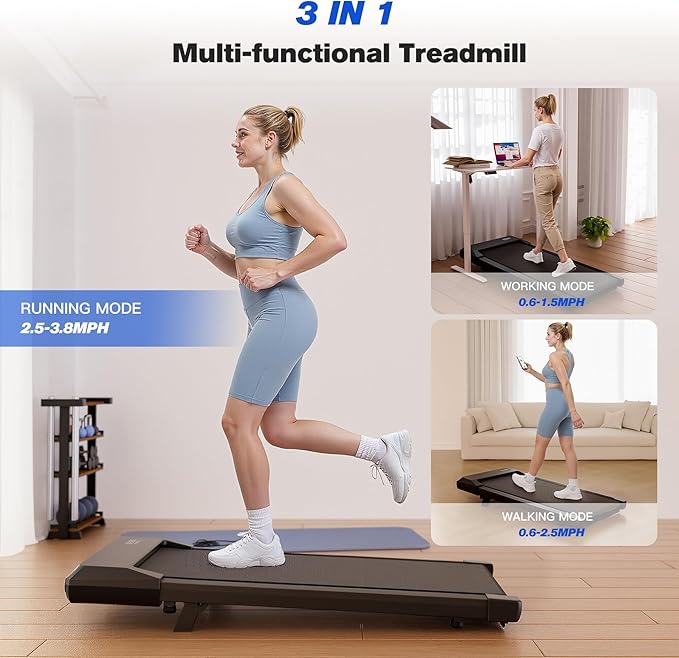 SupeRun Walking Pad with Incline, Under Desk Treadmill, 3 in 1 Portable Treadmills for Home with Remote Control LED Display, 2.5 HP Quiet Mini Treadmill for Office Home Use, 300 Lbs Capacity