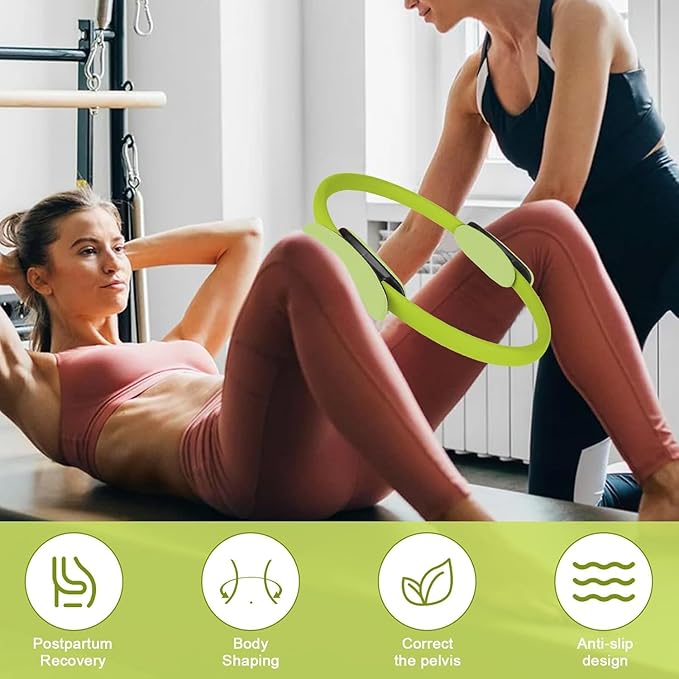Pilates Ring Fitness Circle 14.96" Yoga Rings Magic Circle with Dual Padded Handles for Toning Arms, Thighs/Legs & Core