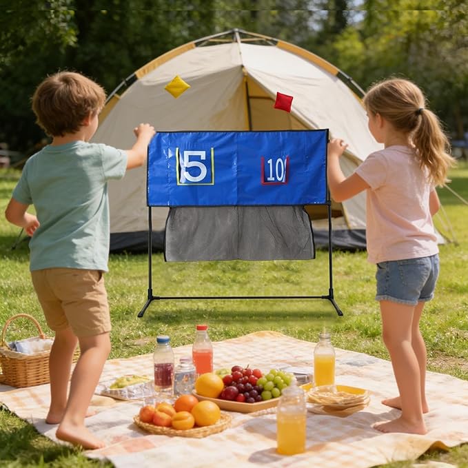 Throwing Net for Sandbag - Interactive Trampoline Tossing Games - Trampoline Throw Target | for Kid Boys Girls Children Garden Yard Backyard Grass Lawn Park