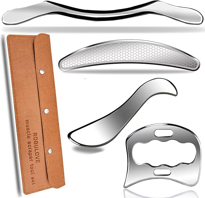 Professional Muscle Scraper Tool Set, 4-in-1 Manual Massage Tools with Case, Physical Therapy IASTM Tools for Myofascial Release