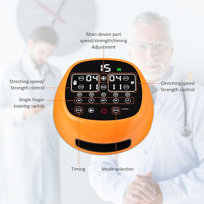 Rehabilitation Robotic Gloves for Stroke and Hemiplegia Recovery, Rechargeable Stroke Hand Recovery Device, Hand Function Training, Finger Exerciser Device for Arthritis Patients (Orange Left Hand L)
