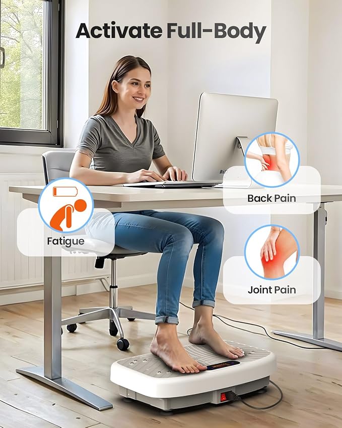 Vibration Plate Exercise Machine, Vibrating Plate Platform for Lymphatic Drainage with 200 Adjustable Speeds, Power Vibration Plate for Weight Loss & Fitness, Supports Weight 450 Lbs