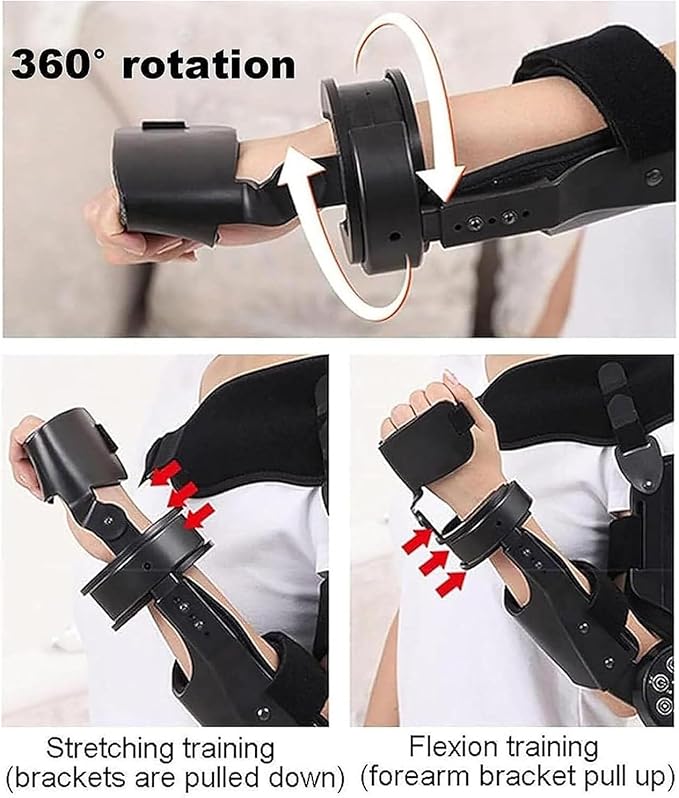 Elbow Joint Recovery Device, Stroke Rehabilitation arm Elbow Protector, Hemiplegia Robot Training Device, hinged Elbow Support arm Exerciser with Remote Control and Intelligent Timing(Left)