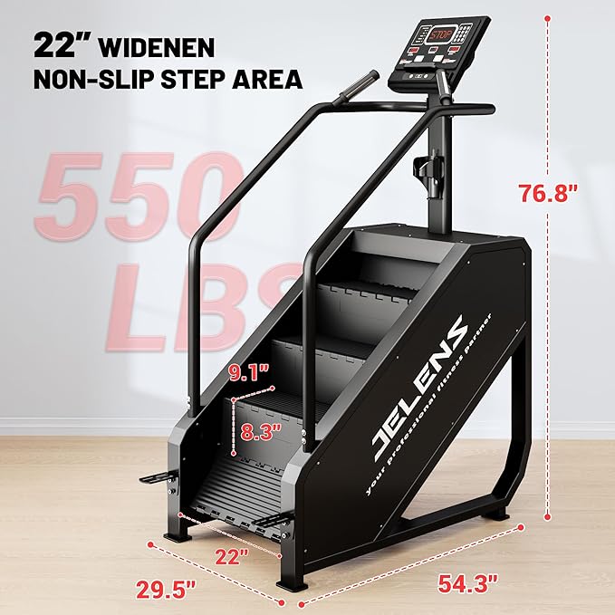 Stair Stepper Machine with LED Screen, 550 LBS Commercial Grade Stairmaster Machine, Stair Climber with 15 Resistance Levels, 24-164 Steps/Minute