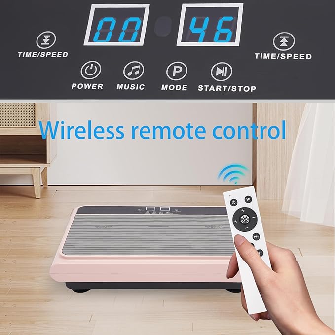 Vibration Plate Exercise Machine, Whole Body Workout Vibration Fitness Platform with Resistance Bands&Bluetooth LED Lights, Home Training Equipment for Weight Loss & Toning