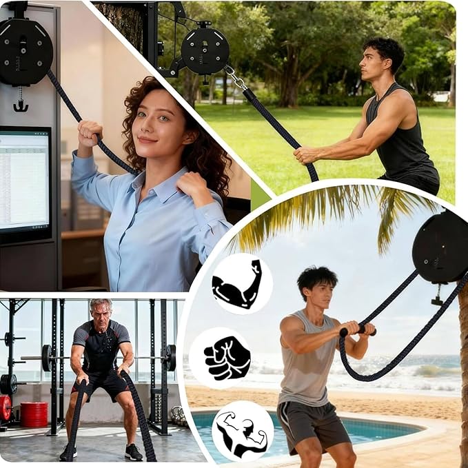 Endless Rope Trainer, Suspension Endless Rope Pulley System, Resistance Trainer Machine with Adjustable Resistance, Home Gym Infinity Rope for Interval Resistance Training