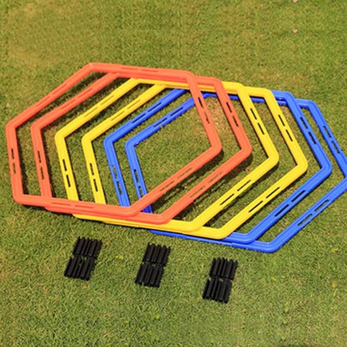 Hexagon Agility Ring Training Circle Ring Speed Agility Ladder Physical Training Ring Football Footwork Trainer Hurdles Agility Ladder Fitness Equipment Multicolor Training Ring 3Pcs