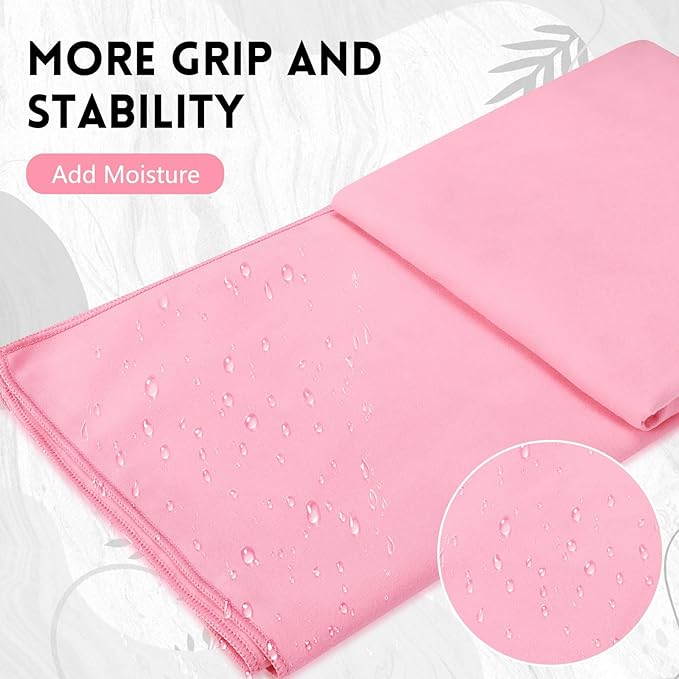 Breling 4 Pack 72" x 24" Hot Yoga Towel Non Slip Microfiber Mat Towel Sweat Absorbent Soft Pilates Mat Essentials for Hot Yoga Pilates Exercise(Purple, Pink, Blue, White)