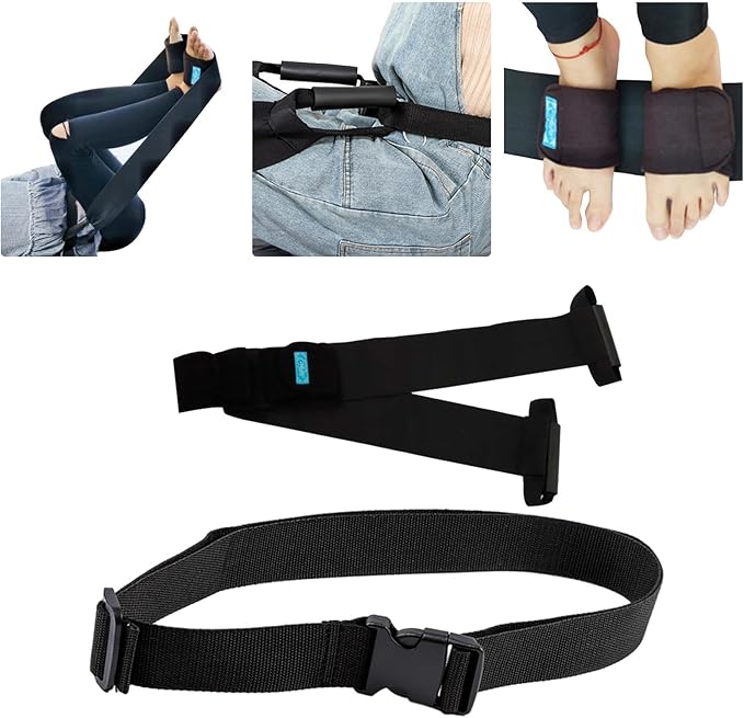Stretch Bands for Exercise – Leg Stretching Strap for Physical Therapy, Hands-Free/Manual Options for Elderly Rehabilitation Bedridden Patients Lower Limb Myasthenia (2 Feet+Waist Belt)