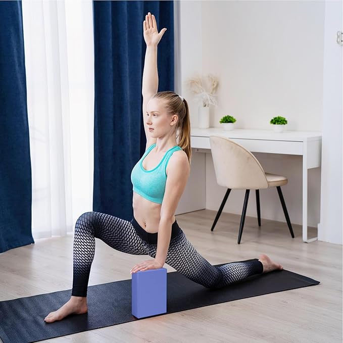2 Pack 3"x6"x9" EVA Foam Yoga Block Supportive Latex-Free, Non-Slip Exercise Blocks for Pilates, Meditation, Balance, Stretching and Deep Poses