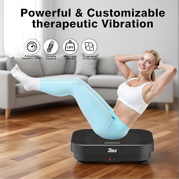 Vibration Plate Exercise Machine, 330LB Full Body Vibrating Plate for Lymphatic Drainage & Weight Management, 200 Speed Vibration Board Workout Platform for Home Fitness