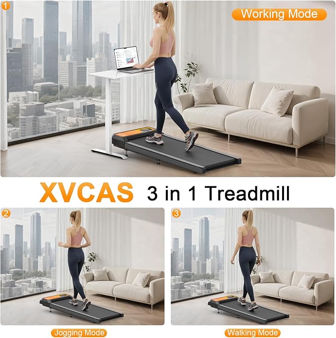 Walking Treadmill Pad with 0-5% Incline, 2.5HP Compact Under Desk Treadmill for Home Office, Quiet Small Walking Mat with App Sync, Remote Control, LED Display