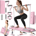 Multifunctional Pilates Board, Pilates Reformer Sets 7-in-1 Foldable Pilates Reformer Machine for Home Workout with Timer, Phone Holder, Push-up Bar, Ab Board, 330LBS Capacity Portable Set