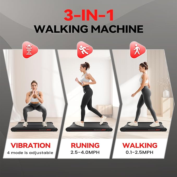 Sperax Walking Treadmill Pad with APP, 3 in 1 Under Desk Treadmill, 400W Low Noise Walking Vibration Pad with Remote Control,Portable Treadmills for Home Office