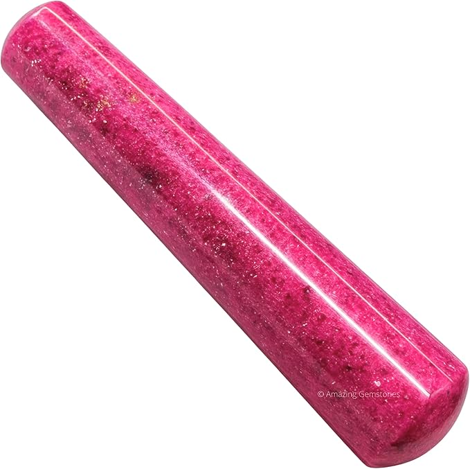 Amazing Gemstone Rhodonite Crystal Wand Massage Stick - Pelvic Wand Gua Sha for Adults - Crystals and Healing Stones Massage Wands for Adults Gifts (Smooth)
