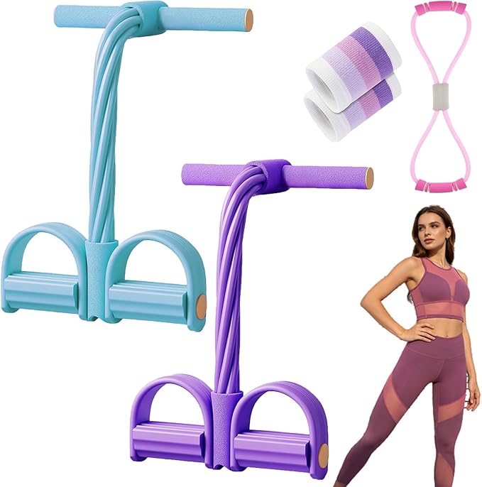 Upgrade 8 Tube Pedal Resistance Device, Pedal Resistance Band with Handle, Fashion Puller Exercise, Detachable and Adjustable Multifunction Fitness Bands for Abdomen, Waist, Arm, Leg