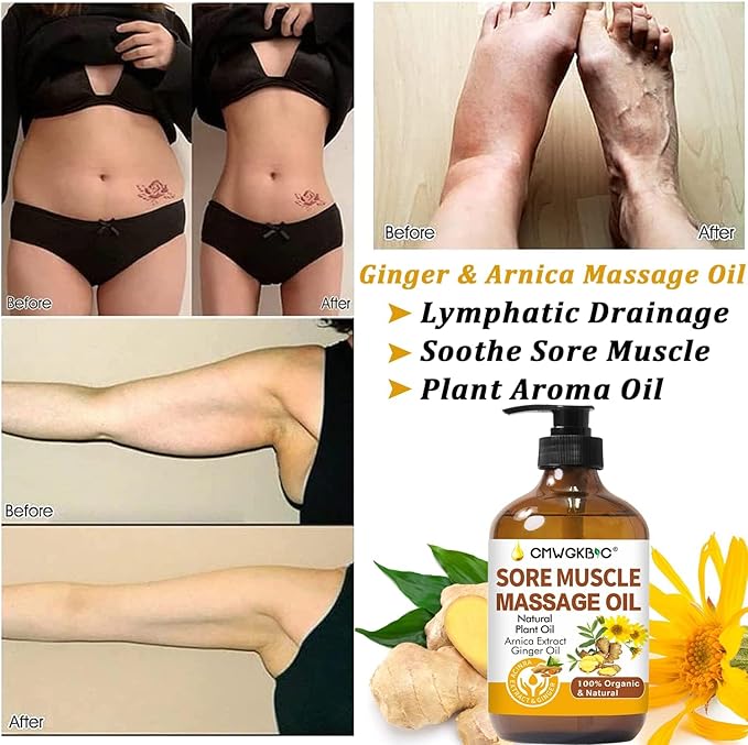 Massage Oil for Massage Therapy,Lymphatic Drainage-Ginger Oil Sore Muscle Arnica Oil &Lavender Oil Relaxing Massage Oils for Date Night,Massage Ball, Easter Basket Stuffers for Adults,Easter Gifts Men
