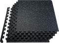 VEVOR 0.56Inch 24sq.ft 6 Tiles Gym Flooring for Home Gym, Rubber Top with High Density EVA Foam, 25 x 25In Gym Floor Exercise Equipment Mats, Interlocking Gym Mats, Puzzle Workout Mats, Black & White