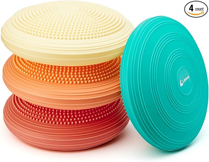 Libima 4 Pcs Wiggle Seat Inflated Wobble Cushion for Sensory Kid 13 Inches Balance Disc Flexible Seating for Classroom Sensory Pad for Chair Wiggle Cushion