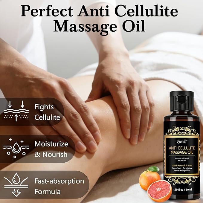 5 Pack Massage Oil for Massage Therapy, Lavender, Vanilla, Sore Muscle, Syringa & Anti Cellulite Massage Oil Kit for Relaxing Muscle & Soothing The Body, Home Spa Gifts for Her Him