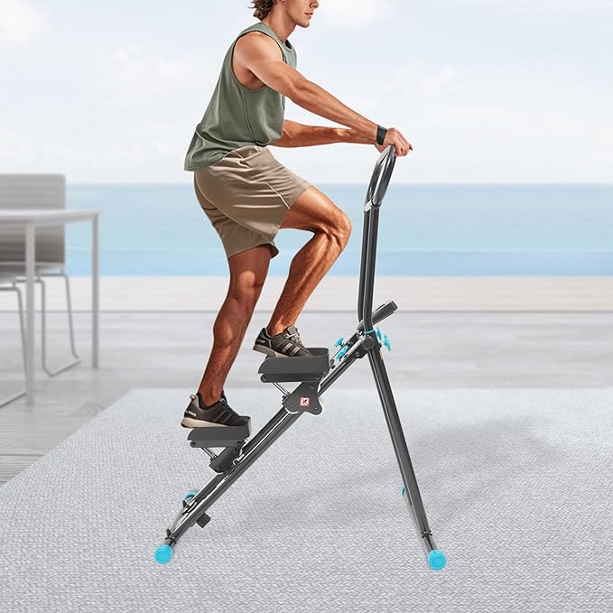 Stair Stepper for Home Gym, Folding Vertical Climber Cardio Exercise Machine Machine, Cardio Exercise Climber with Adjustable Handlebar, Stair Climber for Full Body Workout for Women & Men