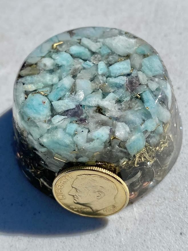 Amazonite Orgone Generator Energy Accumulator 528Hz/7.83Hz/Advance Harmonics Many Beautiful Ingredients and Colors (Amazonite)